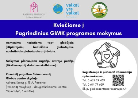 Raseiniuose vyks GIMK programos mokymai globėjams ir įtėviams