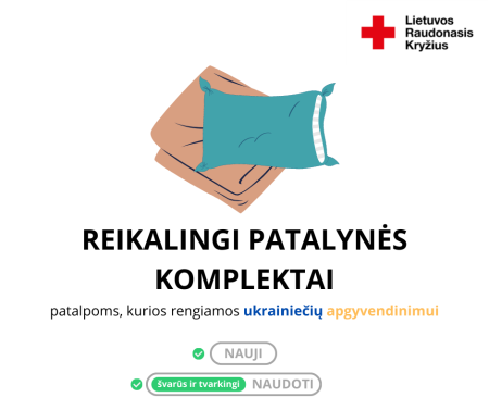 Lietuvos Raudonasis Kryžius skelbia patalynės rinkimo akciją ukrainiečiams