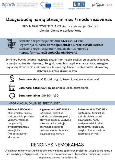 Vyks seminaras – Daugiabučių namų atnaujinimas/modernizavimas