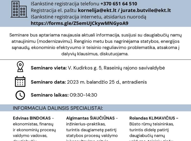 Vyks seminaras – Daugiabučių namų atnaujinimas/modernizavimas