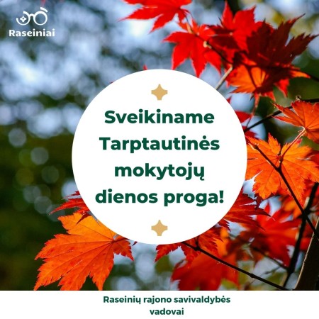 Sveikiname Tarptautinės mokytojų dienos proga