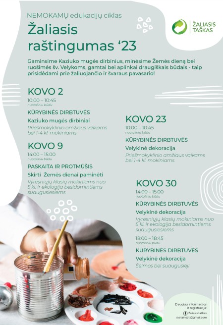 Nemokamų edukacijų ciklas kovo mėnesį
